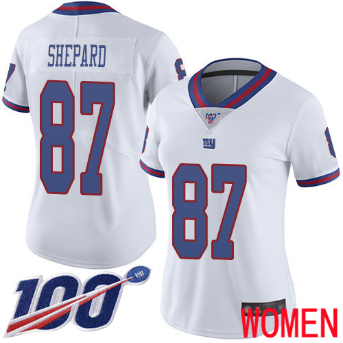Women New York Giants #87 Sterling Shepard Limited White Rush Vapor Untouchable 100th Season Football NFL Jersey